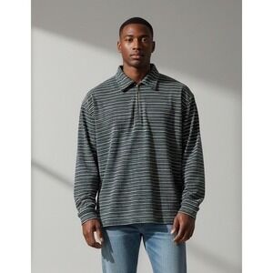 Vintage County Seat 1/4 Zip Pullover Mens XL Striped Velour Sweater 90s Y2K